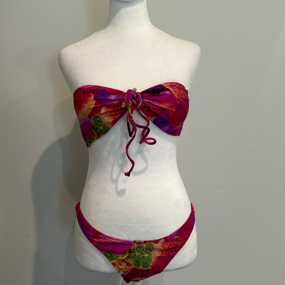 White Fox Boutique Pink and Green Bikini